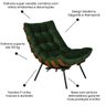 Poltrona Sala Estar Decorativa Costela de Adão com Puff Luxo:poltrona Costela Veludo Verde Musgo - 4