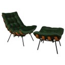 Ver imagem 1 de Poltrona Sala Estar Decorativa Costela de Adão com Puff Luxo:poltrona Costela Veludo Verde Musgo