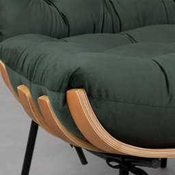 Poltrona Sala Estar Decorativa Costela de Adão com Puff Luxo:poltrona Costela Veludo Verde Musgo - 7