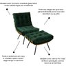 Poltrona Sala Estar Decorativa Costela de Adão com Puff Luxo:poltrona Costela Veludo Verde Musgo - 6