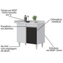 Ver imagem 3 de Balcão de Canto Reto com Tampo Denver Branco/Preto - Lumil Lumil Móveis