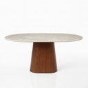 Ver imagem 1 de Mesa de Jantar Oblongo 137x90 Cm Nogueira Tampo Quartzito Taj Mahal