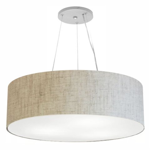 Lustre Pendente Cilíndrico Md-4381 Cúpula em Tecido 100x30cm Rustico Bege - Bivolt