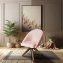 Ver imagem 5 de Poltrona Cadeira Giratória Bela Suede Rosa Bebê Base de Madeira - Pallazio