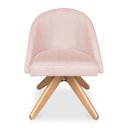 Ver imagem 4 de Poltrona Cadeira Giratória Bela Suede Rosa Bebê Base de Madeira - Pallazio