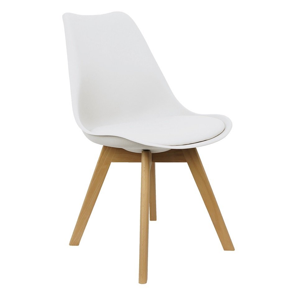 Kit 6 Cadeiras Charles Eames Leda Luisa Saarinen Design Wood Estofada Base Madeira - Branca - 2