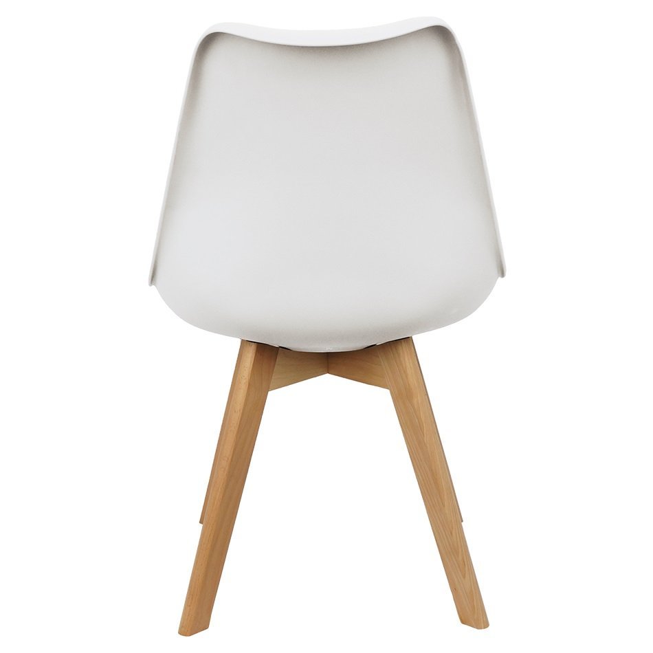 Kit 6 Cadeiras Charles Eames Leda Luisa Saarinen Design Wood Estofada Base Madeira - Branca - 5
