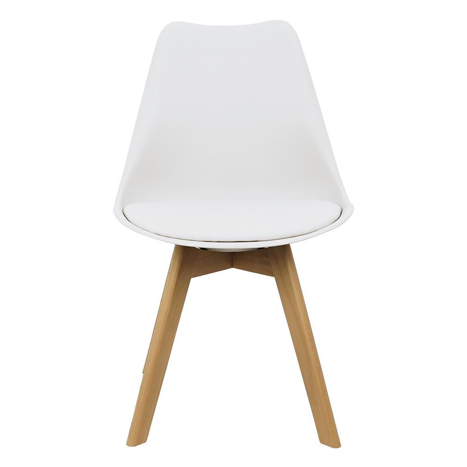 Kit 6 Cadeiras Charles Eames Leda Luisa Saarinen Design Wood Estofada Base Madeira - Branca - 3