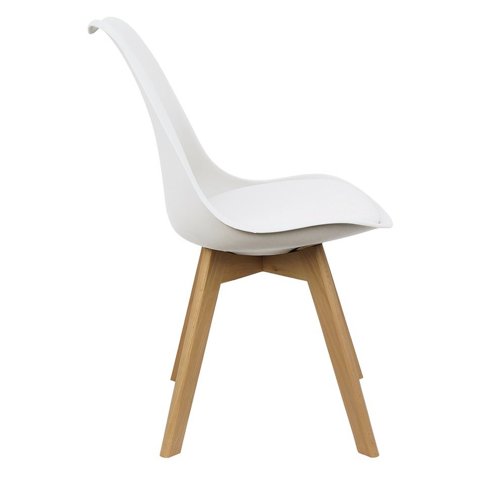 Kit 6 Cadeiras Charles Eames Leda Luisa Saarinen Design Wood Estofada Base Madeira - Branca - 4