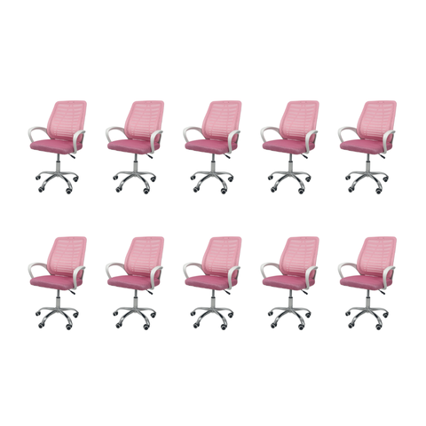 Cadeira de Escritório Oficial Esteirinha Mesh Ergonômica Giratória - Rosa - 10