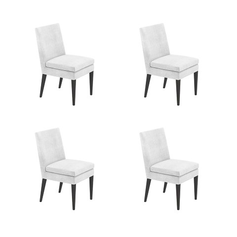 Kit 4 Cadeira de Jantar Germany Suede Branco Dominic Decor