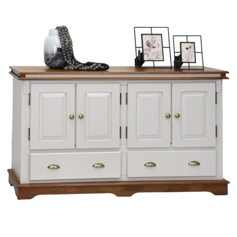 Balcão Buffet 4 Portas 2 Gavetas Manchester 2042 Linz Móveis - Off White/imbuia Glazer