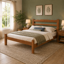 Ver imagem 1 de Cama de Casal 100% Madeira de Eucalipto Cor Mogno