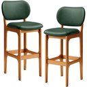 Ver imagem 2 de Kit 2 Banquetas Alta Bar Cozinha Sala Jantar Fixa Betta L02 Imbuia Facto Verde Musgo - Lyam Decor