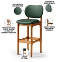 Ver imagem 4 de Kit 2 Banquetas Alta Bar Cozinha Sala Jantar Fixa Betta L02 Imbuia Facto Verde Musgo - Lyam Decor