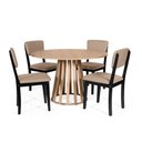 Ver imagem 1 de Mesa de Jantar Redonda Gabi Jade com 4 Cadeiras Estofadas Ella Preto/marrom Claro