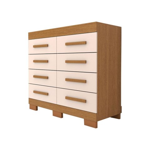Cômoda Milano 8 Gavetas 100% Mdf Cinamomo/off White - Panorama Móveis