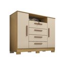 Ver imagem 1 de Cômoda Reforçada Organizadora London Luxo 2 Portas e 4 Gavetas Carvalho Off White