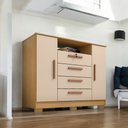 Ver imagem 2 de Cômoda Reforçada Organizadora London Luxo 2 Portas e 4 Gavetas Carvalho Off White