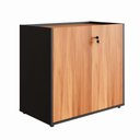 Ver imagem 4 de Armário Baixo com Tampo Embutido 2 Portas 1 Prateleira 80cm Nogal com Preto F5 Office