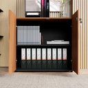 Ver imagem 7 de Armário Baixo com Tampo Embutido 2 Portas 1 Prateleira 80cm Nogal com Preto F5 Office