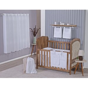Enxoval de Bebe Kit de Berço Americano Cortina Algodão Menino Menina 8 Peças:branco