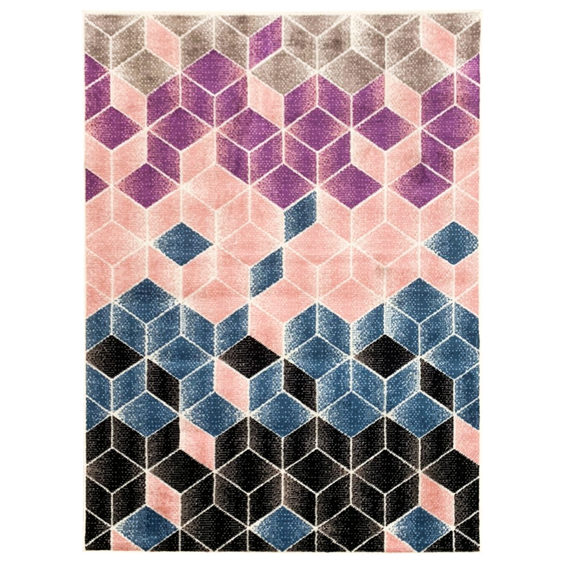 Tapete Supreme Cubos 3D Ladrilho Rosa e Azul 2,00x2,50m - 2