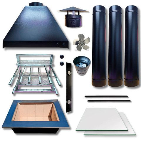Kit Churrasqueira Completa Coifa 80x60 Braseiro 50x40 3 Tubos