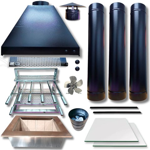 Kit Churrasqueira Completa Coifa 80x60 Braseiro 50x40 3 Tubos