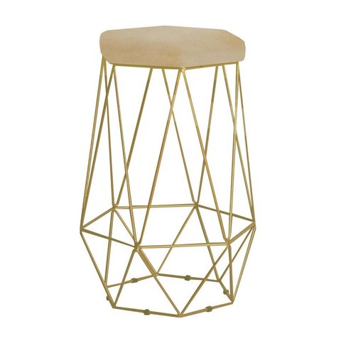 Banqueta Rubi Dourado Veludo Bege - Fdecor