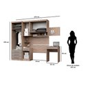 Ver imagem 2 de Guarda Roupa Dormitório Modulado Slim Solteiro c/ Mesa Escrivaninha - Roupeiro Luciane Slim M04:Fumê