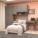 Ver imagem 1 de Guarda Roupa Dormitório Modulado Slim Solteiro c/ Mesa Escrivaninha - Roupeiro Luciane Slim M04:Fumê
