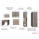 Ver imagem 4 de Guarda Roupa Dormitório Modulado Slim Solteiro c/ Mesa Escrivaninha - Roupeiro Luciane Slim M04:Fumê