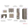 Guarda Roupa Dormitório Modulado Slim Solteiro c/ Mesa Escrivaninha - Roupeiro Luciane Slim M04:Fumê - 4