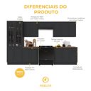 Ver imagem 5 de Armário de Cozinha Modulada Completa Fidelitá Nara 100% MDF 6 Peças 360cm 16 Portas 2 Gavetas com