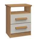 Ver imagem 2 de Mesa de Cabeceira Firenze Funcional Moderno 2 Gavetas Mdf e Mdp Cor:cinamono/ Off
