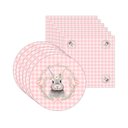 Ver imagem 1 de Kit Sousplat + Guardanapo Páscoa Rosa Xadrez - 6 Peças - com Base