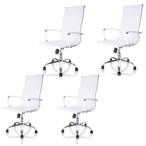 Kit Com 4 Cadeira Presidente Charles Eames Esteirinha Couro PU 11P