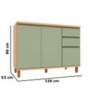 Ver imagem 3 de Balcão para Cozinha 100% MDF 120 cm 3 Portas 2 Gavetas Lótus Carvalho/Verde