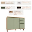 Ver imagem 2 de Balcão para Cozinha 100% MDF 120 cm 3 Portas 2 Gavetas Lótus Carvalho/Verde