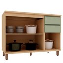 Ver imagem 4 de Balcão para Cozinha 100% MDF 120 cm 3 Portas 2 Gavetas Lótus Carvalho/Verde