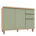 Ver imagem 1 de Balcão para Cozinha 100% MDF 120 cm 3 Portas 2 Gavetas Lótus Carvalho/Verde