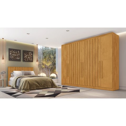Guarda Roupa Oxford 6 Portas 4 Ripadas 4 Gavetas 100% MDF -  peroba - MadeMarcs