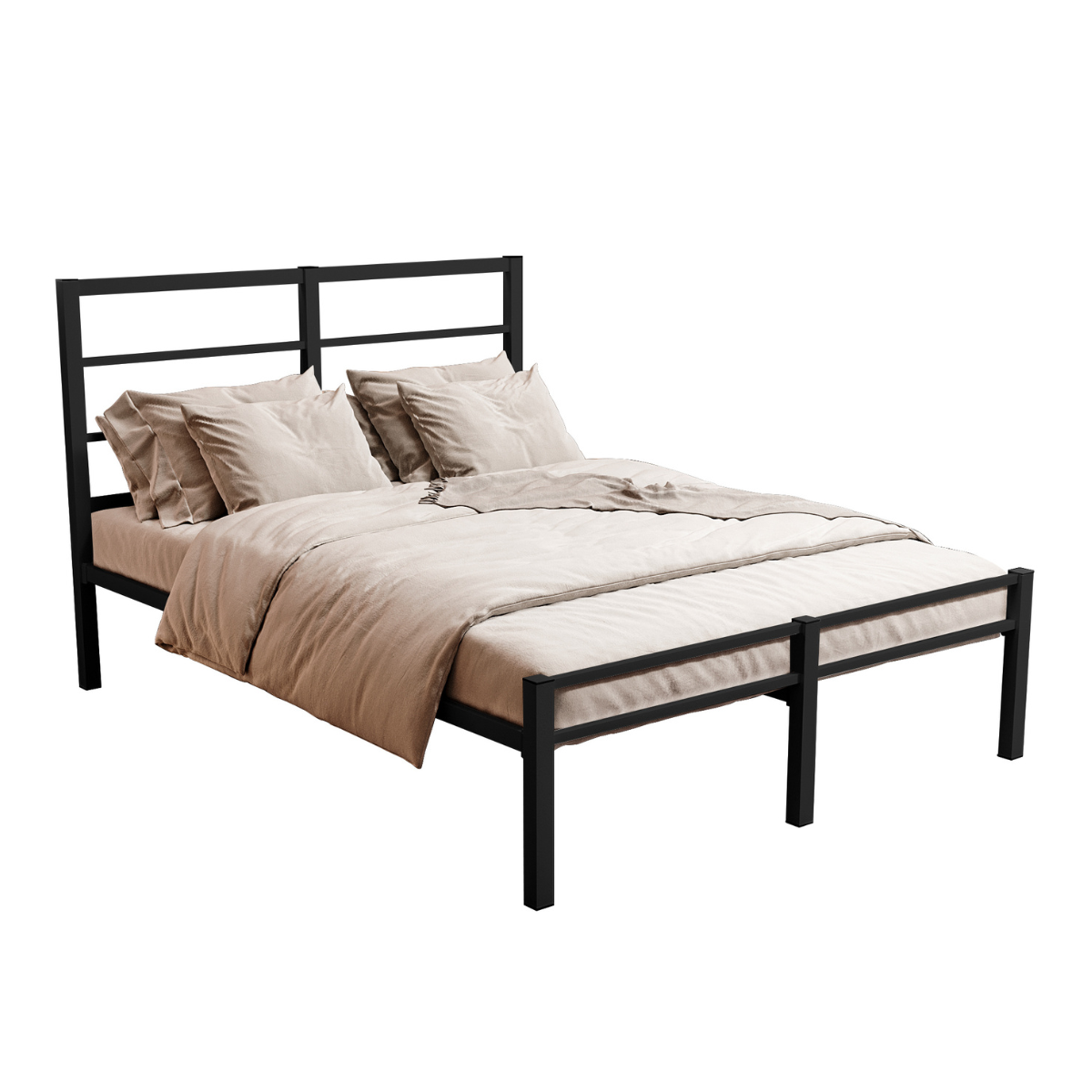 Cama de Casal Aço Tubular Pés Reforçados para Estabilidade:preto - 3