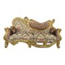 Sofá Clássico Luis XV Folheado a Ouro Bege Desenhos Rosas - 137x80x237cm - 1