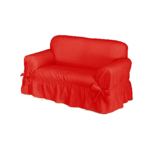 Capa de Sofá 2 Lugares Avulso Gorgurão Maquinetado: Vermelho