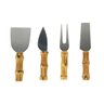 Jogo de 4 Peças Para Queijos em Inox e Cabo de Bambu Natural BTC - 1