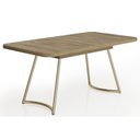 Ver imagem 1 de Mesa Cozinha Évora Aço Tampo Madeirado 170cm Dourado Carraro