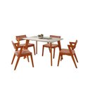 Ver imagem 3 de Conjunto Mesa e 4 Cadeiras Madeira Maciça, Tampo Off White e Assento Estofado Ímola