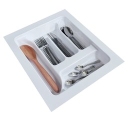 Porta Talheres de Gaveta Organizador para Cozinha Branco 5 Divisórias Acabamento Moveis - 4